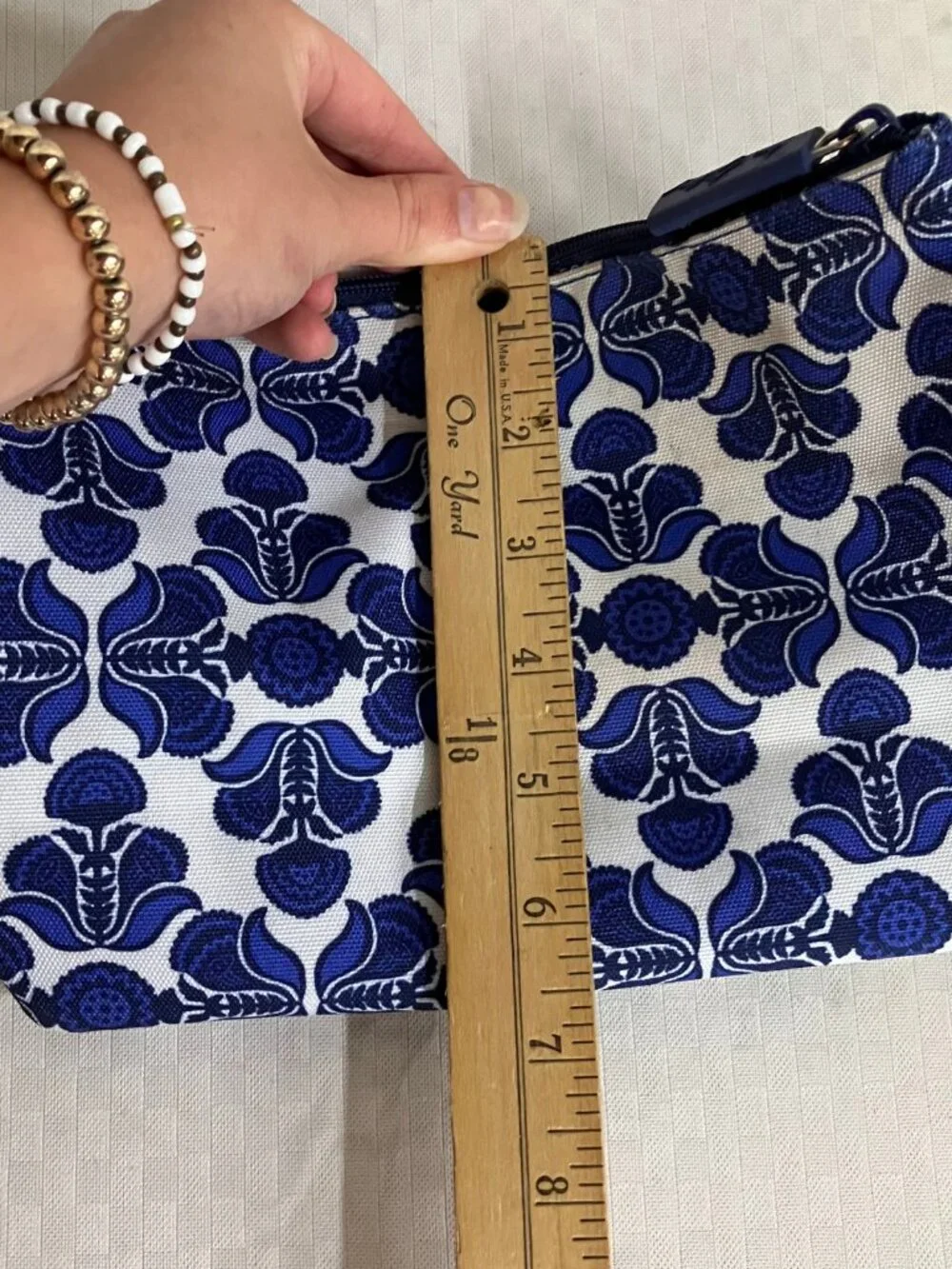 Vera Bradley Cobalt Medallion Double Zip Cosmetic Bag Blue White Travel Pouch